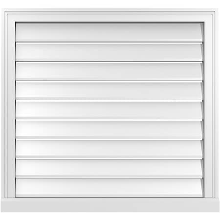 Ekena Millwork Vertical Surface Mount PVC Gable Vent: Functional, w/ 2"W x 2"P Brickmould Sill Frame, 32"W x 30"H GVPVE32X3003SF